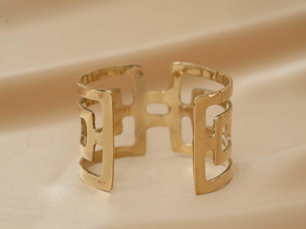 Gaia Goddess Geometric Gold Cuff