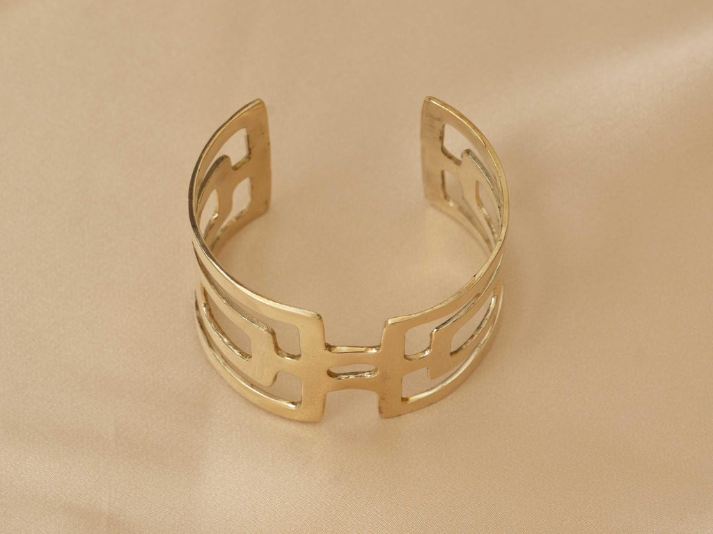 Gaia Goddess Geometric Gold Cuff