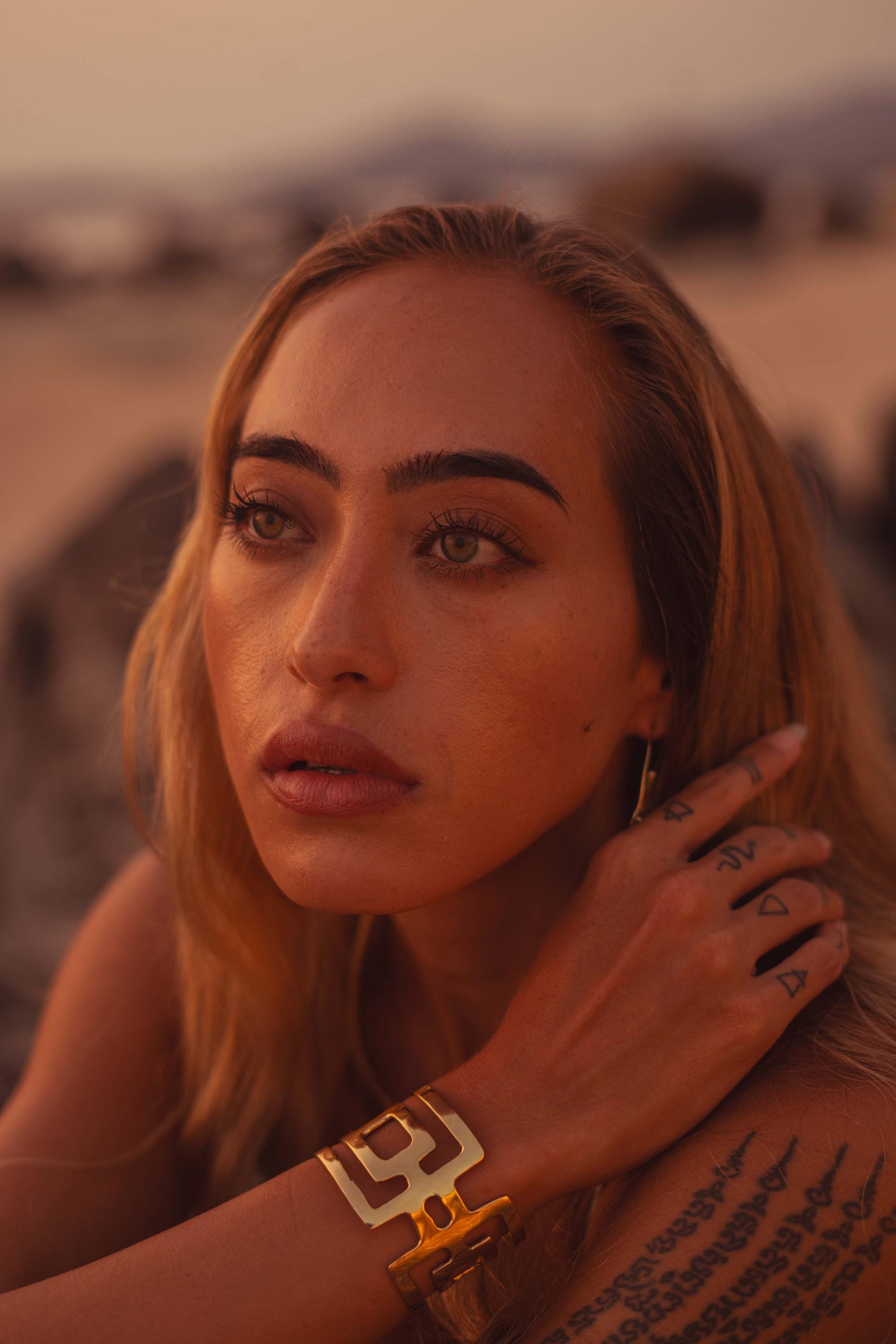 Gaia Goddess Geometric Gold Cuff