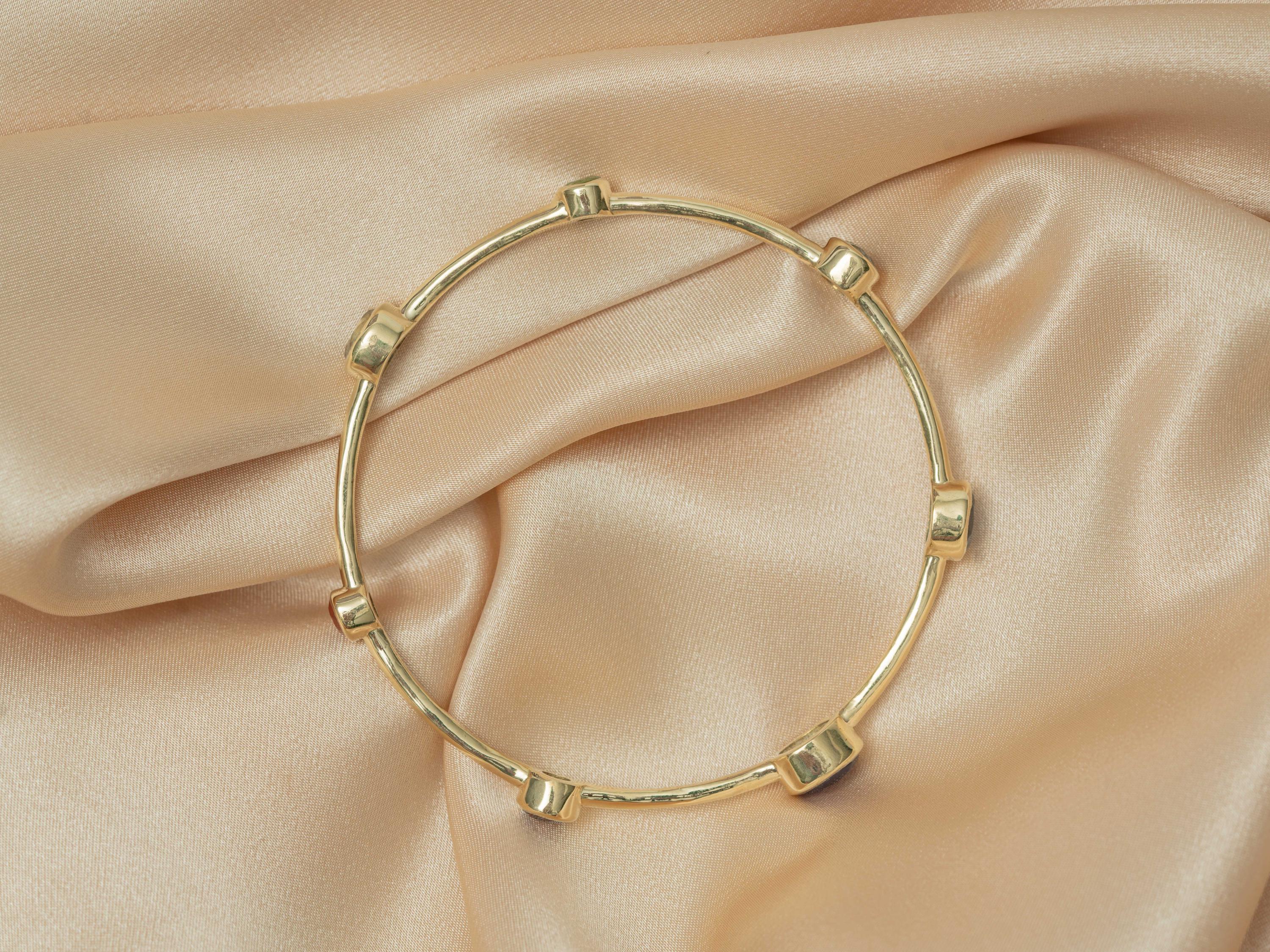 Celestial Harmony 7-Stone Brass Bangle