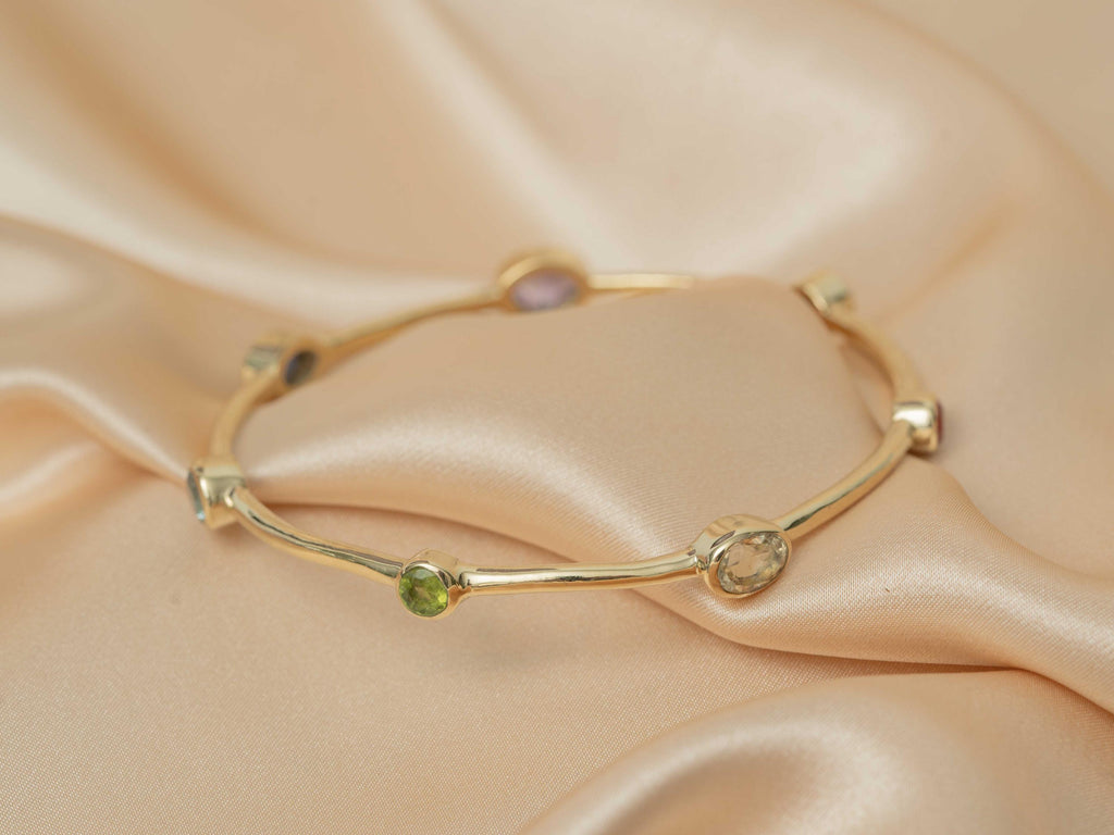 Celestial Harmony 7-Stone Brass Bangle
