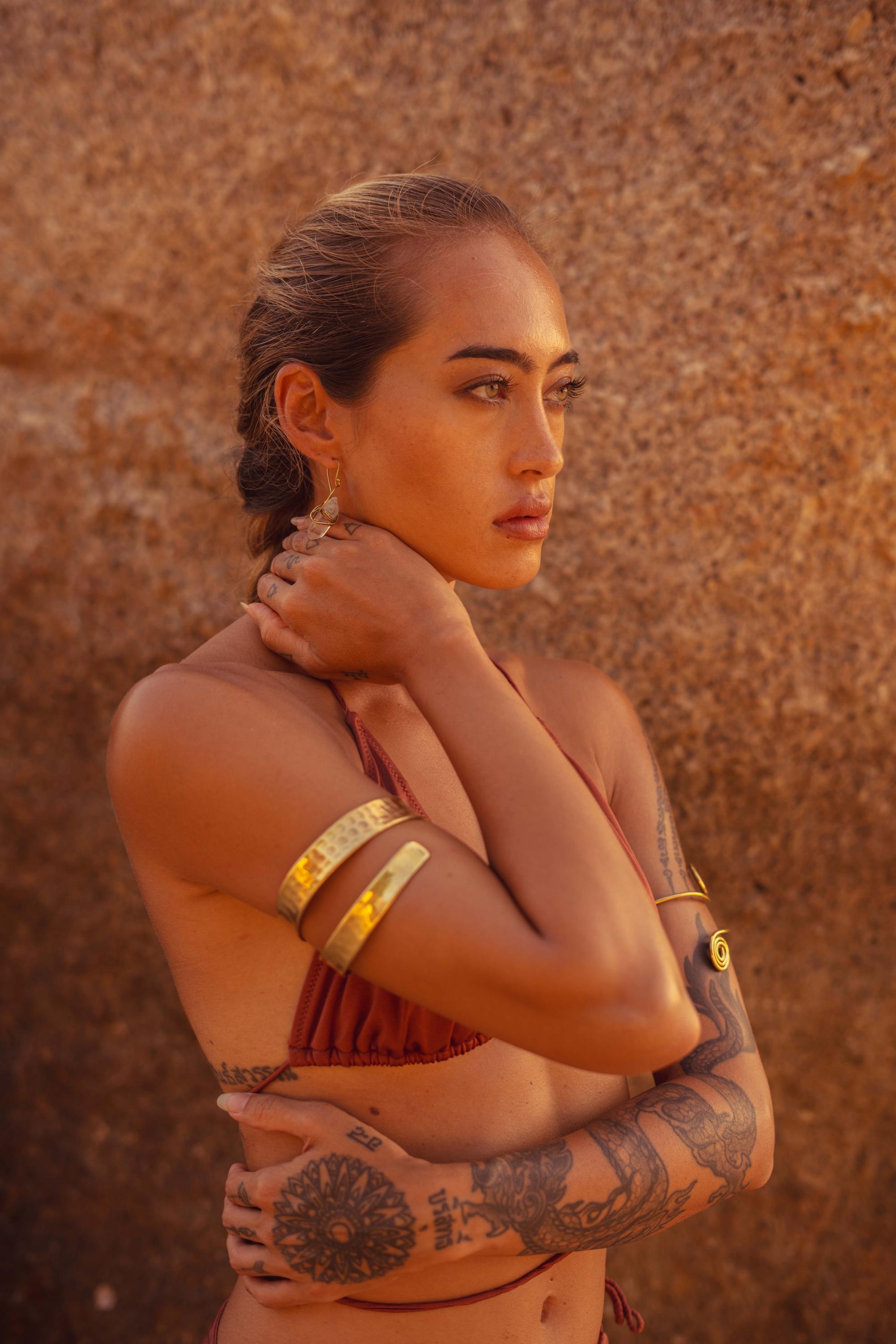 Siren Spiral Goddess Brass Arm Cuff