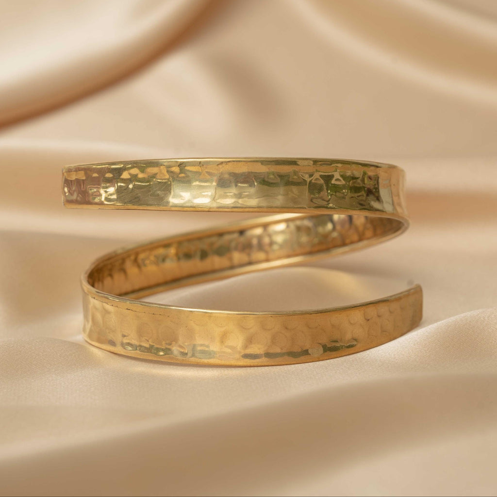 Siren Spiral Goddess Brass Arm Cuff