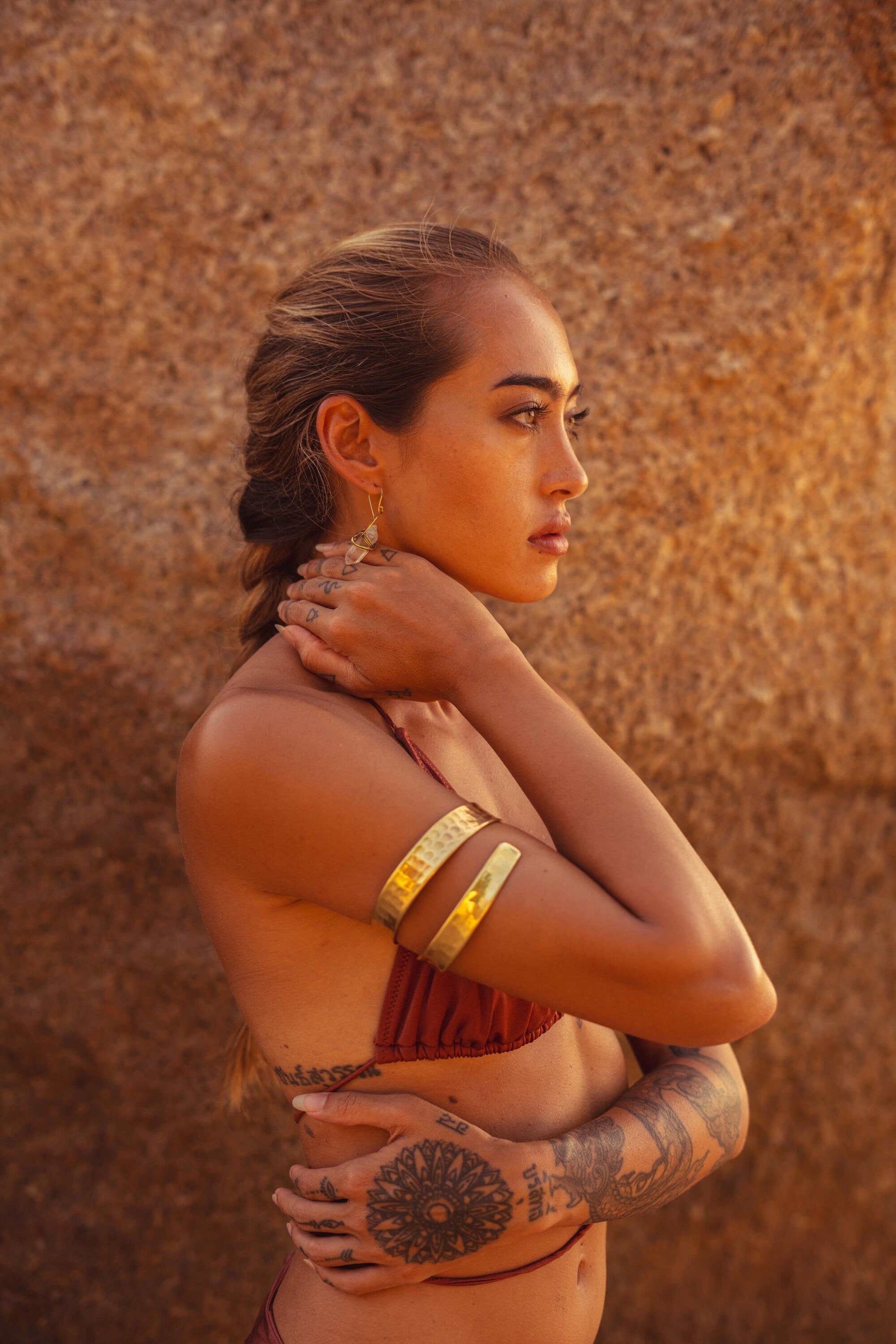 Siren Spiral Goddess Brass Arm Cuff