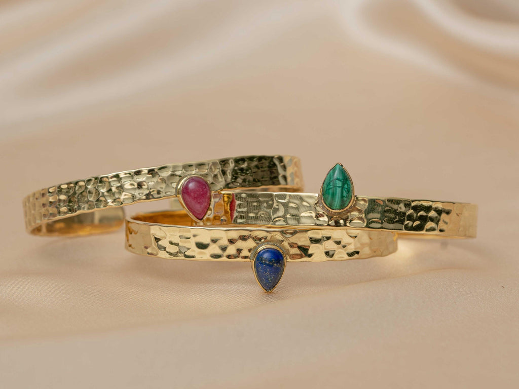 Inca Stone Hammered Bracelet in Midnight Blue
