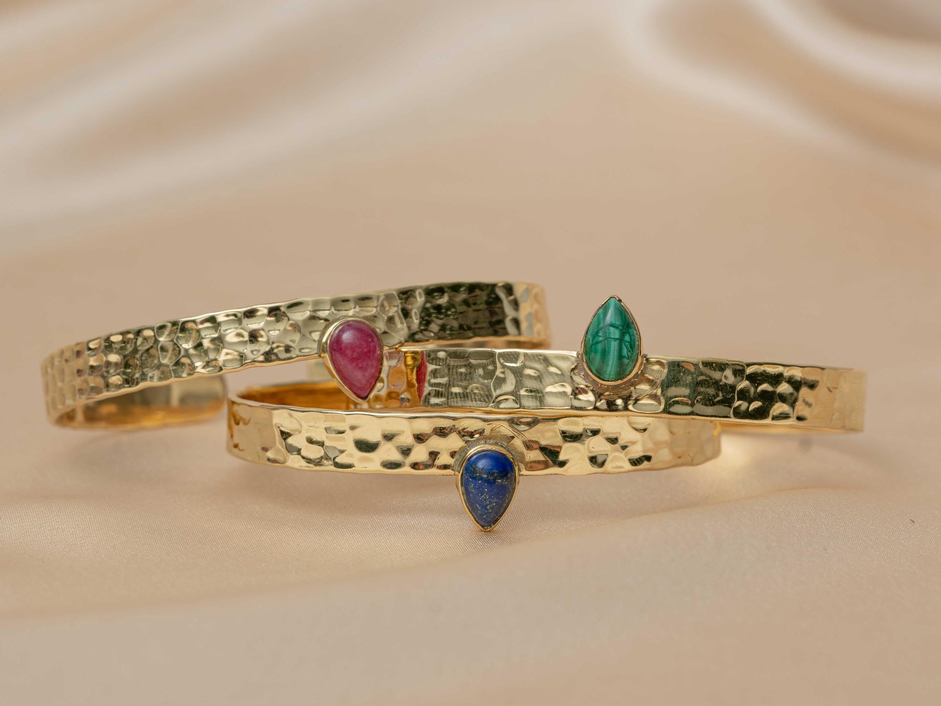 Inca Stone Hammered Bracelet in Midnight Blue