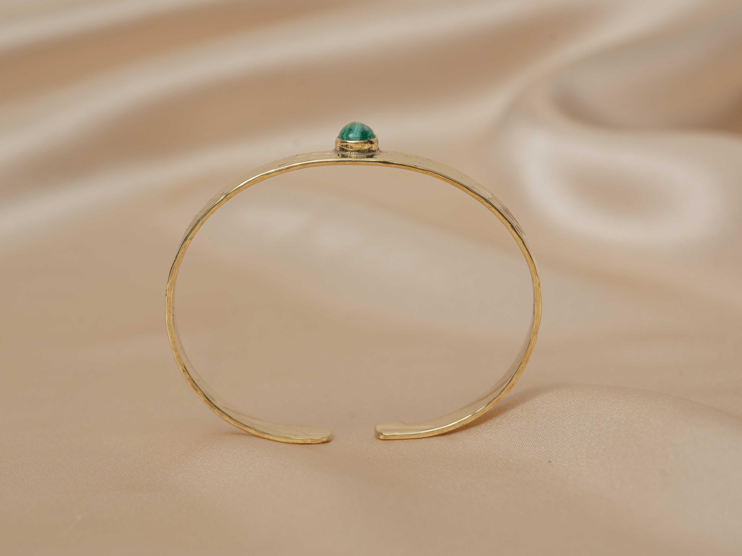 Inca Stone Hammered Bracelet in Emerald