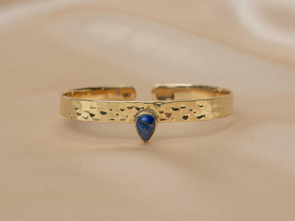 Inca Stone Hammered Bracelet in Midnight Blue