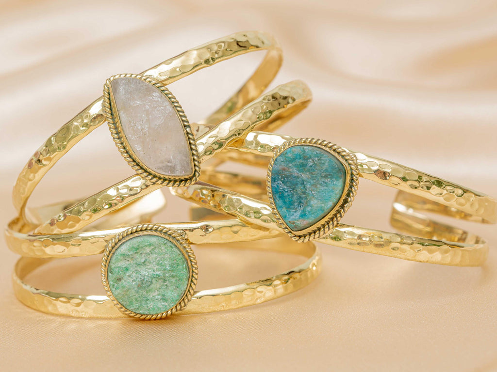 Azura Hammered Bracelet in White Quartz