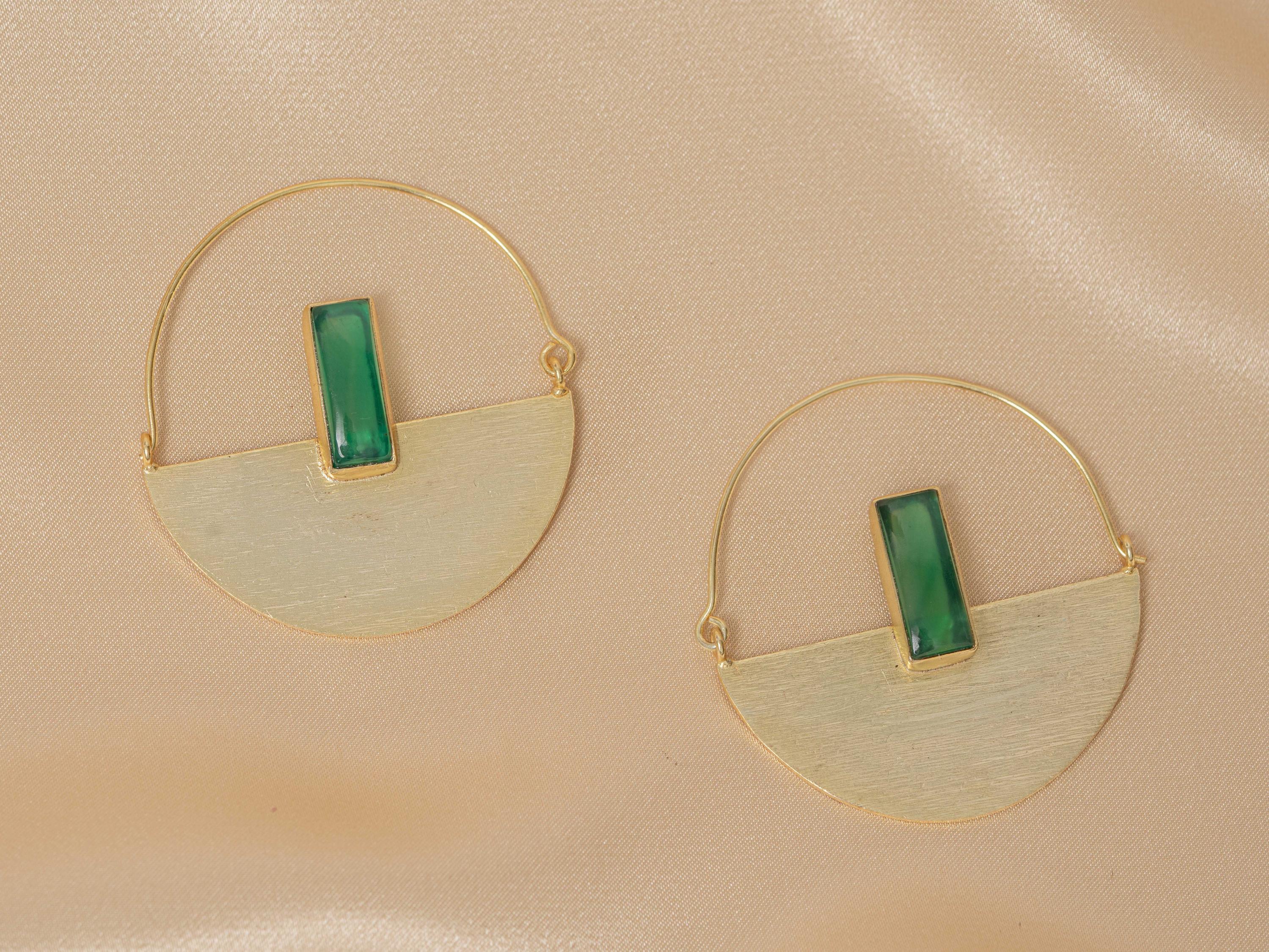 Prisma Hoop Earring - Pale Green & Gold