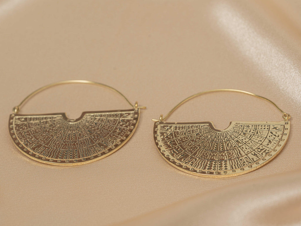 Maya Engraved Semi Disc Earrings