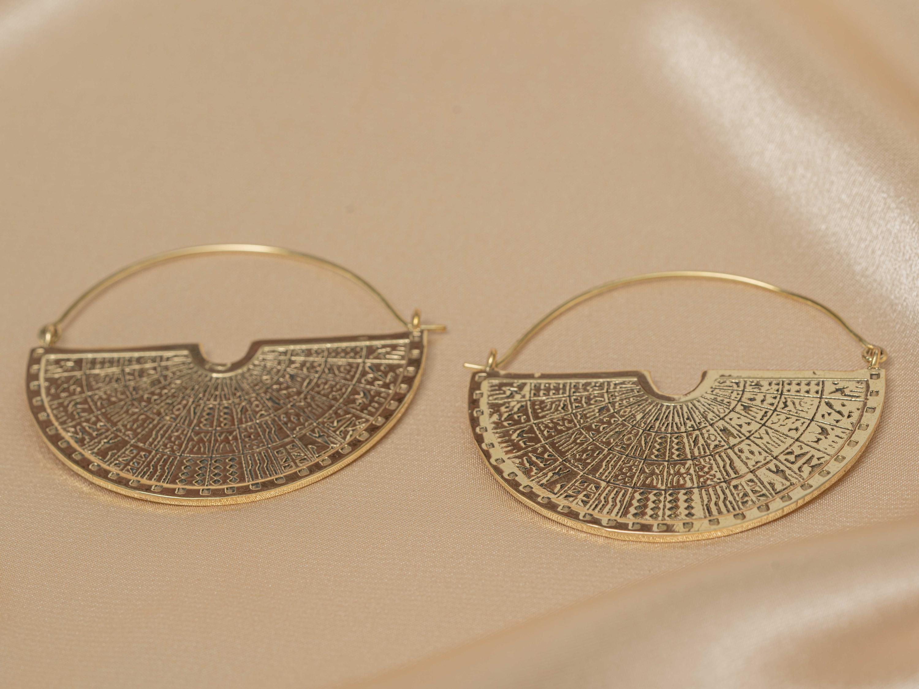 Maya Engraved Semi Disc Earrings
