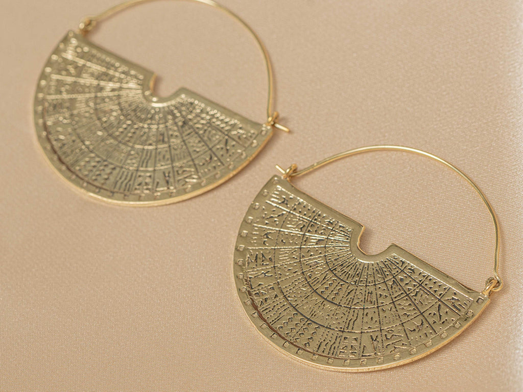 Maya Engraved Semi Disc Earrings