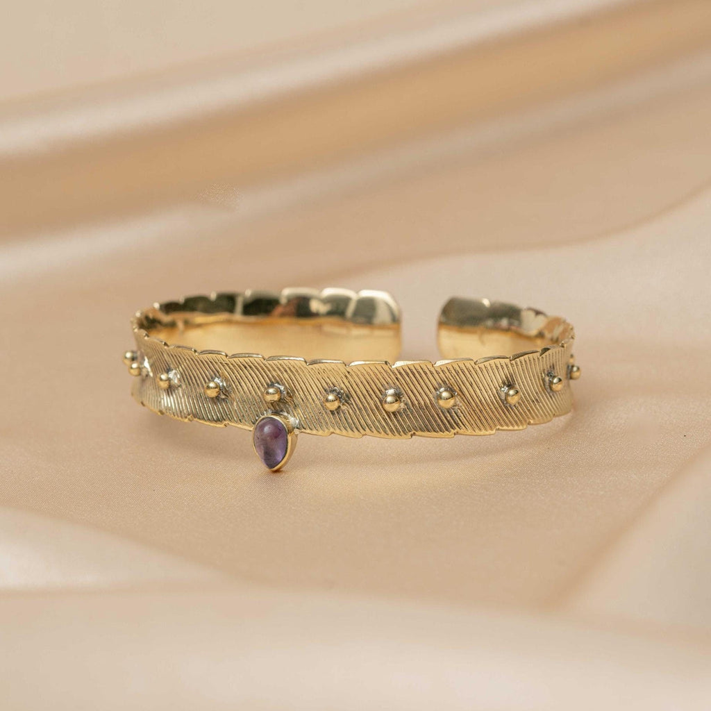 Ananda Warrior Hammered Bracelet in Amethyst