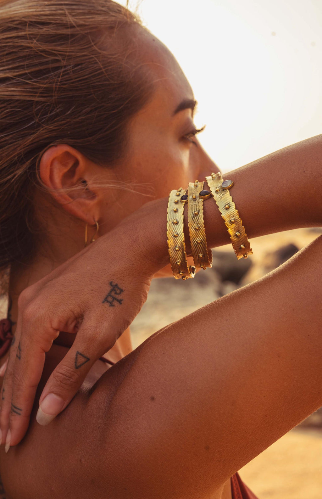 Ananda Warrior Hammered Bracelet in Opal