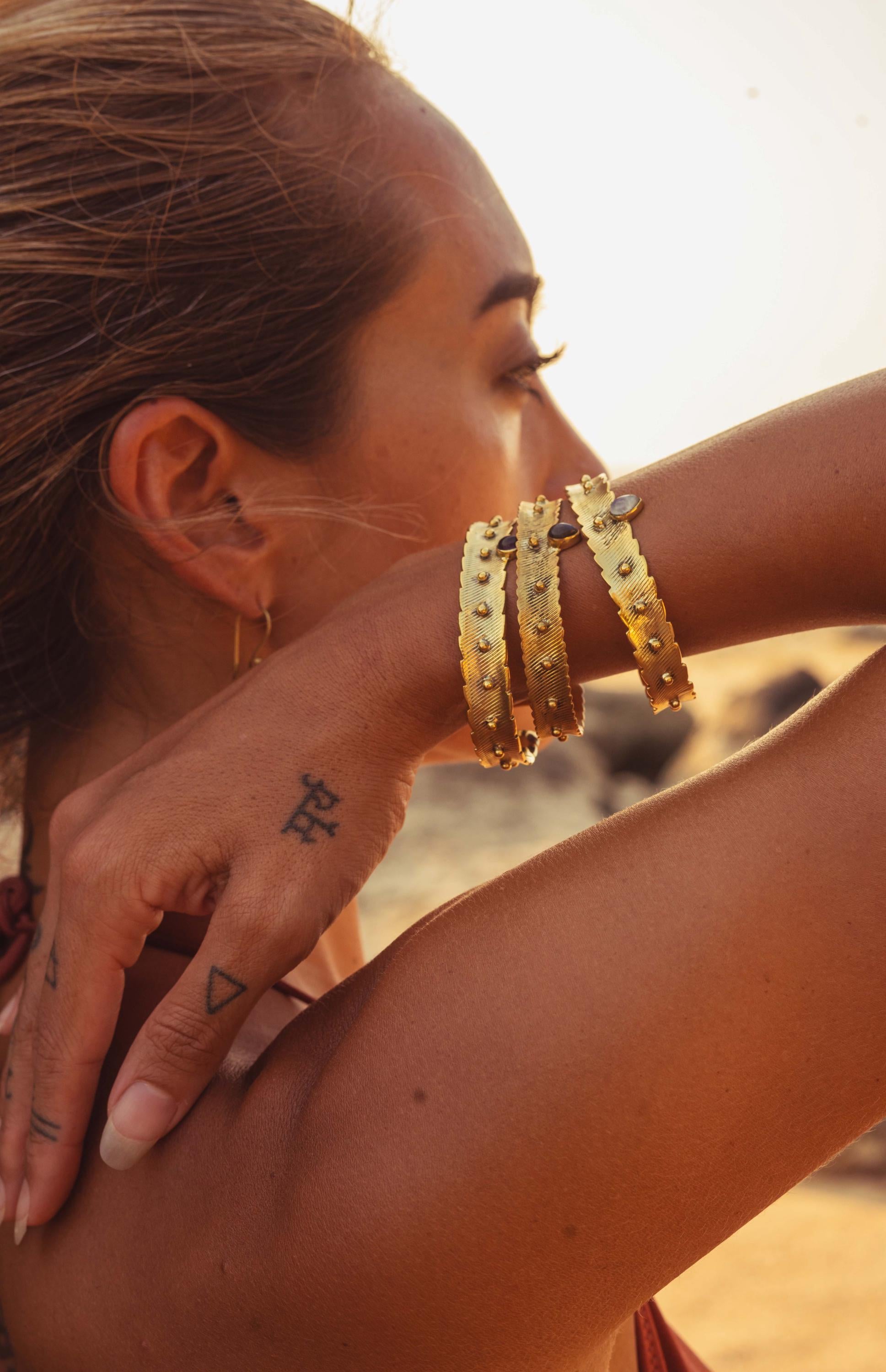 Ananda Warrior Hammered Bracelet in Opal